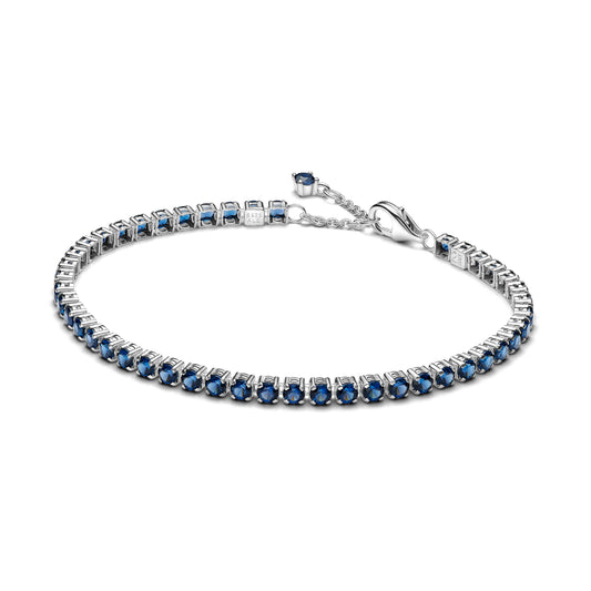 Bracciale tennis Pandora in argento rodiato zirconi blu 16 cm