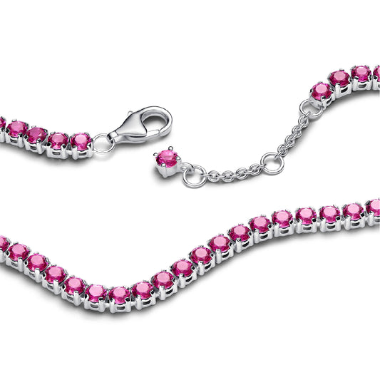 Bracciale tennis Pandora in argento 925 con cristalli fucsia 16 cm