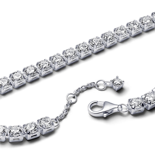 Bracciale tennis Pandora argento rodiato zirconi grandi 16 cm