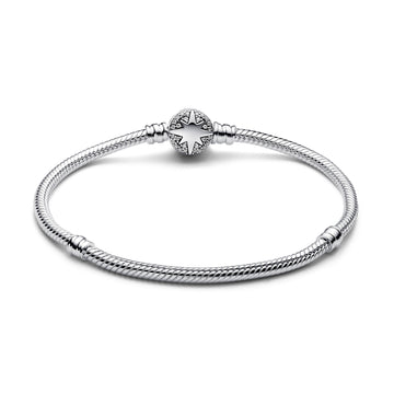 Bracciale Pandora in argento con stella polare di zirconi 16 cm