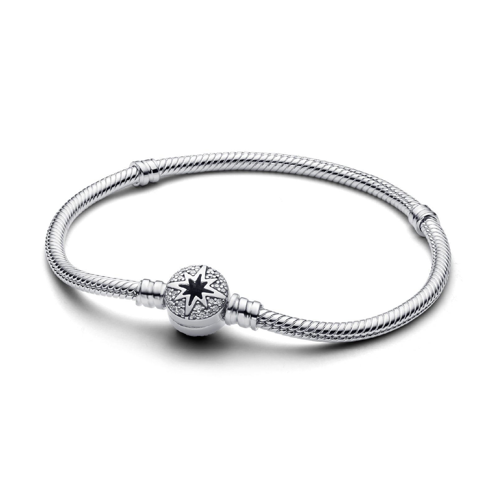 Bracciale Pandora in argento con stella polare di zirconi 16 cm