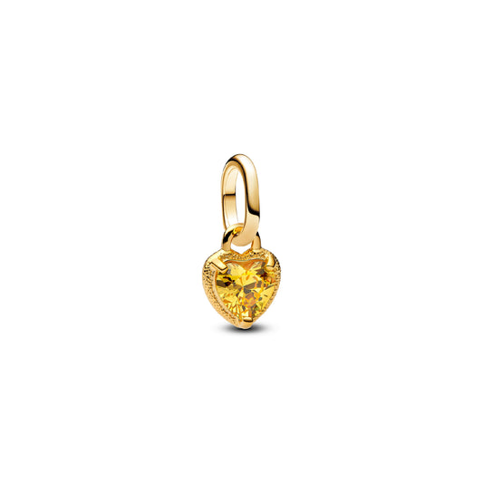 Charm mini Pandora argento dorato a cuore con zircone MISURA UNICA