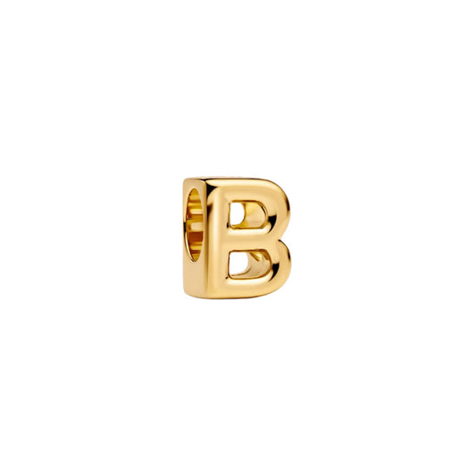 Charm Pandora in argento lettera B piccola placcata oro 14k MISURA UNICA