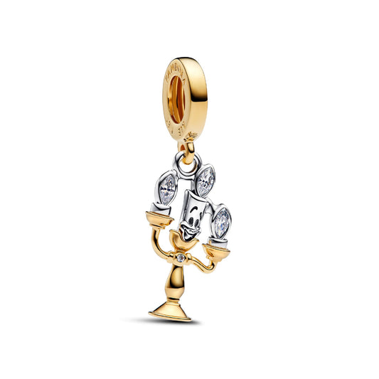 Charm Pandora argento oro Disney La bella e la bestia Lumiere MISURA UNICA