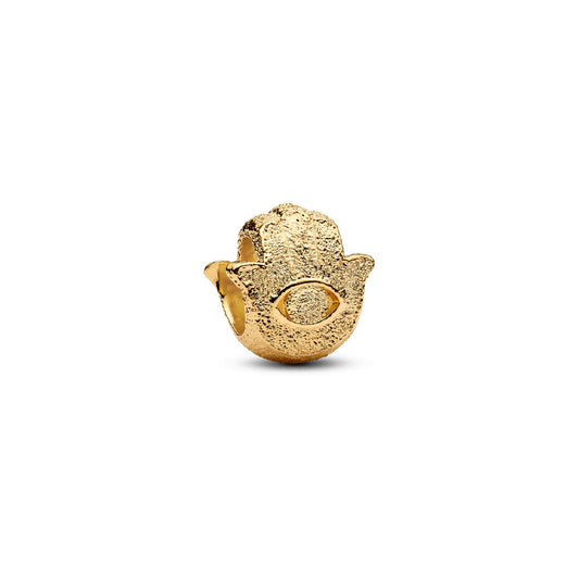 Mini Charm Mano di Fatima Pandora diamantato in argento oro MISURA UNICA