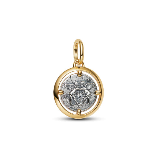 Charm Pandora medaglia angeli argento e placcatura oro 14 kt MISURA UNICA