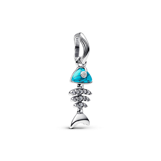Charm mini Pandora argento con lisca di pesce con zirconi MISURA UNICA