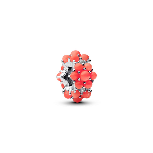 Charm donna Pandora argento con zirconi corallo sintetico MISURA UNICA