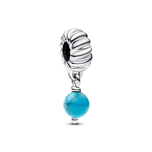 Charm pendente Pandora argento con turchese sintetico MISURA UNICA