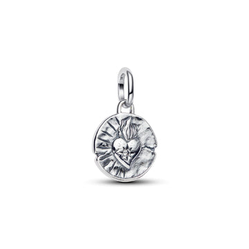 Charm Pandora medaglione cuore sacro in argento con zircone MISURA UNICA