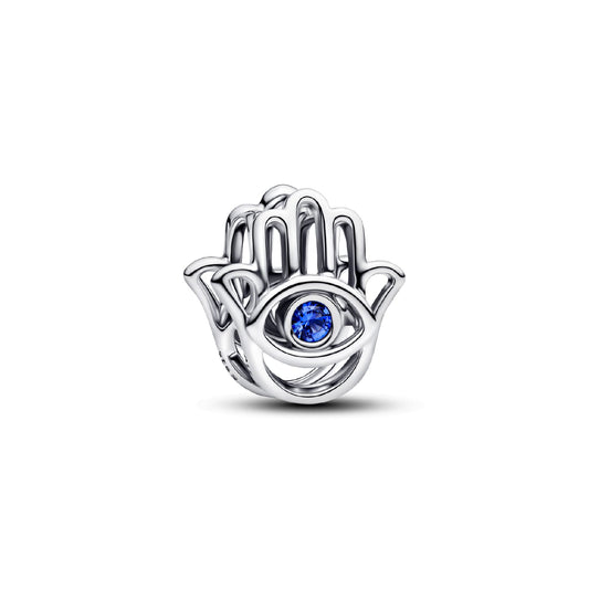 Charm Pandora in argento Mano di Fatima con cristallo blu MISURA UNICA