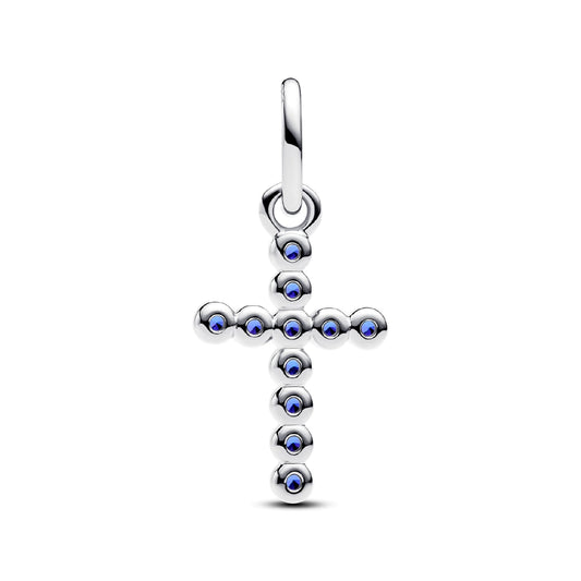 Charm Pandora donna in argento 925 croce con cristalli blu MISURA UNICA