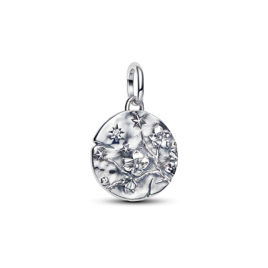 Charm Pandora in argento medaglione con fiore di ciliegio MISURA UNICA