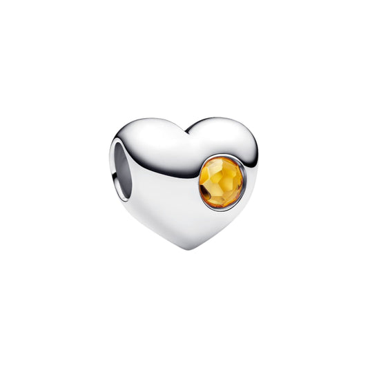 Charm cuore Pandora Argento Sterling 925 con cristallo miele MISURA UNICA