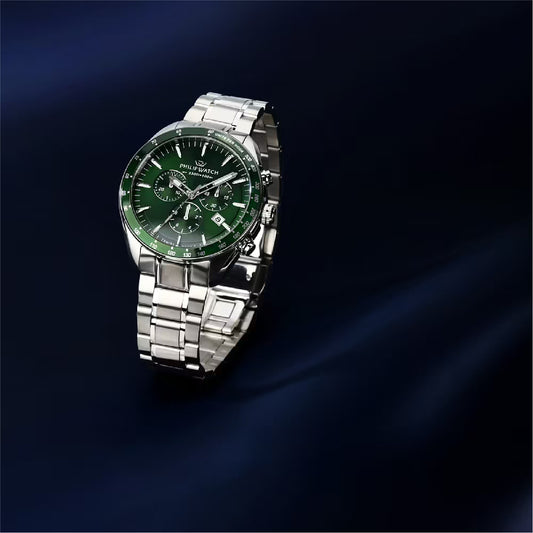Orologio cronografo Philip Watch acciaio quadrante verde MISURA UNICA