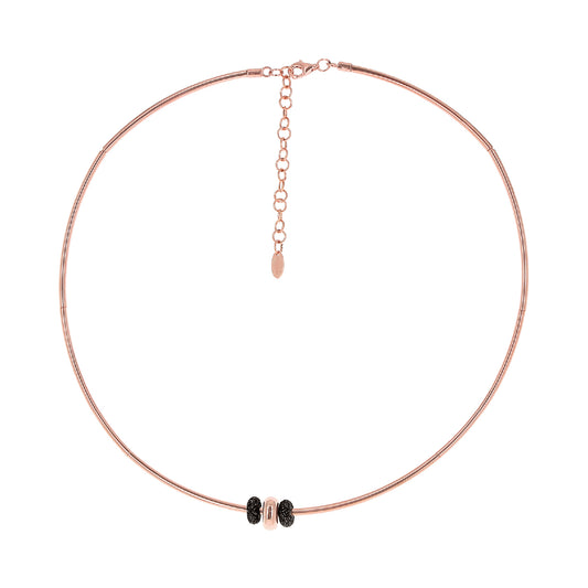 Collana Pesavento in argento rosé elementi con polvere nera MISURA UNICA