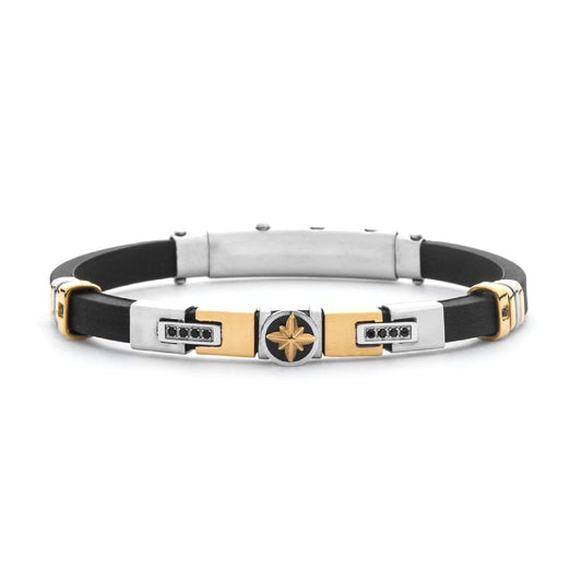 Bracciale Paciotti 4US in acciaio e gomma e zirconi 21 cm