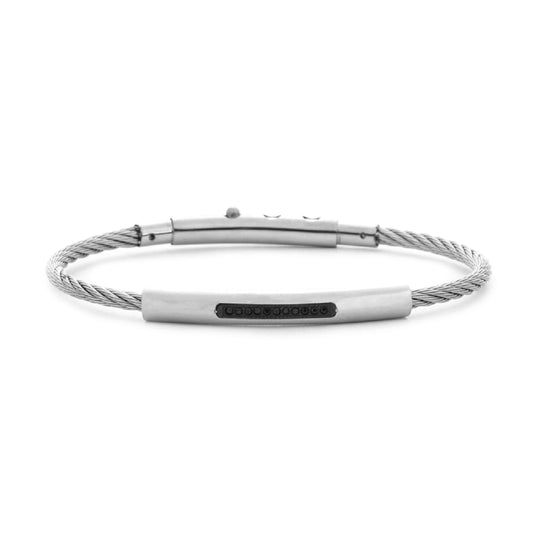 Bracciale Paciotti 4US in acciaio con targa e zirconi Rigido
