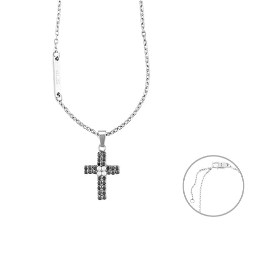 Collana Paciotti 4US in acciaio colore nero e bianco MISURA UNICA