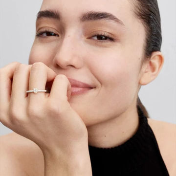 Anello Pandora bianco argento dorato zircone a forma di cuore