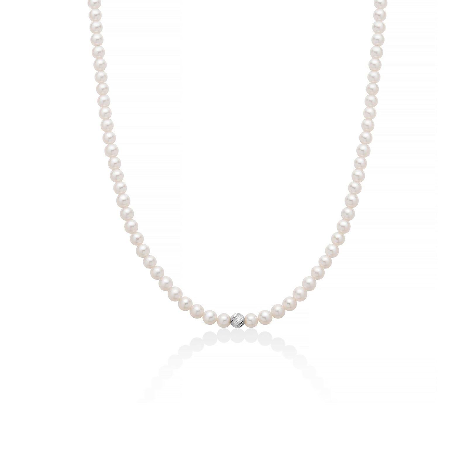 Collana donna Miluna Perle 375 perle 4/4,5 e boule oro bianco 9kt