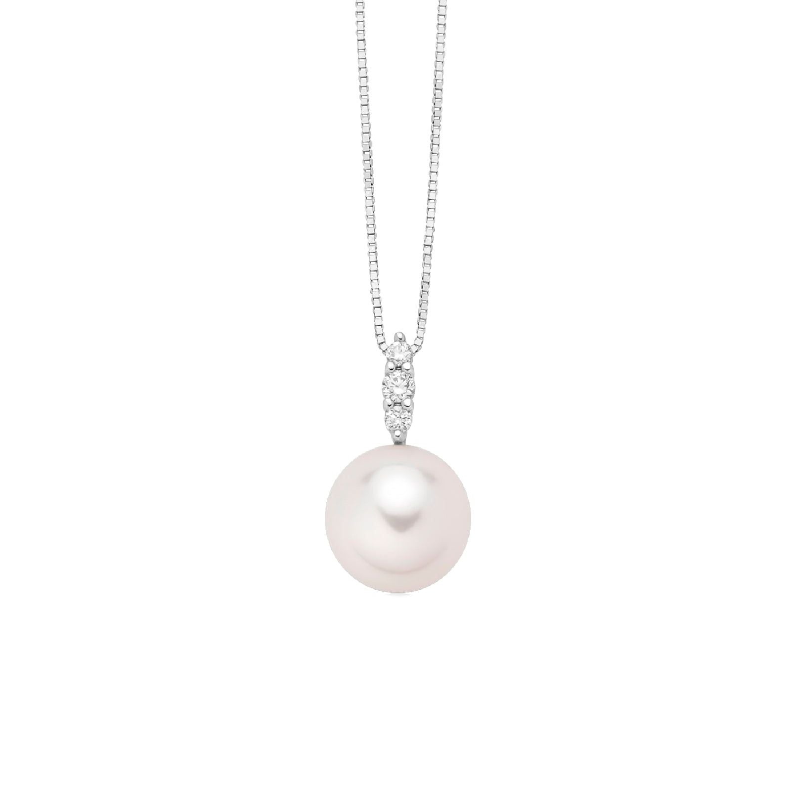 Collana donna Nimei in oro bianco perla Akoya 8-8,5mm e diamante 0,055ct PCL6551-1