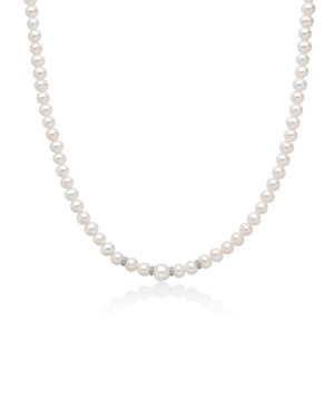 Collana donna Miluna Perle Boule e Fantasia in oro bianco con perle di diverse dimensioni e 6 diamanti di 0,0168ct PCL6558