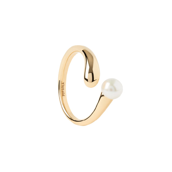 Anello aperto donna PDPAOLA in argento dorato con perla 12