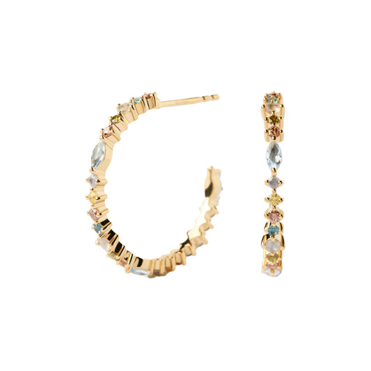 Orecchini cerchio PDPAOLA argento 925 dorato e zirconi colorati PD.AR01C78U