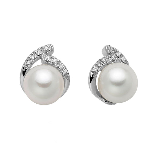 Orecchini donna Nimei oro bianco perle Akoya 7,5/8mm e diamanti di 0,078ct PER2660-1