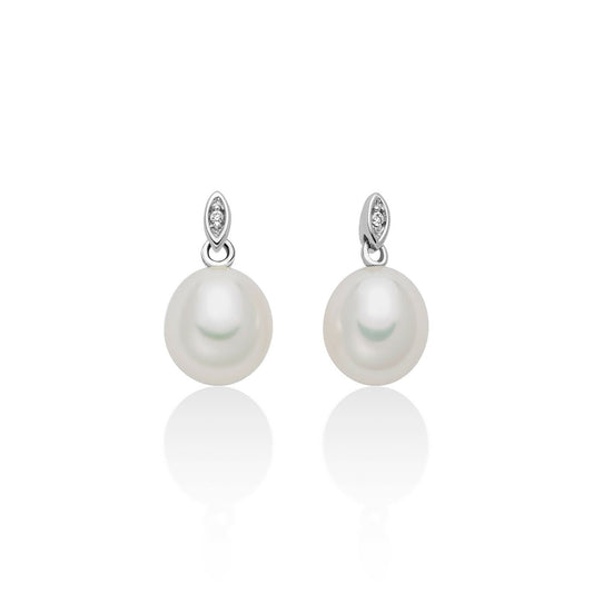 Orecchini donna Miluna Perle 375 oro bianco diamanti 0,0056ct e perle 6,5/7 PER2721X-1