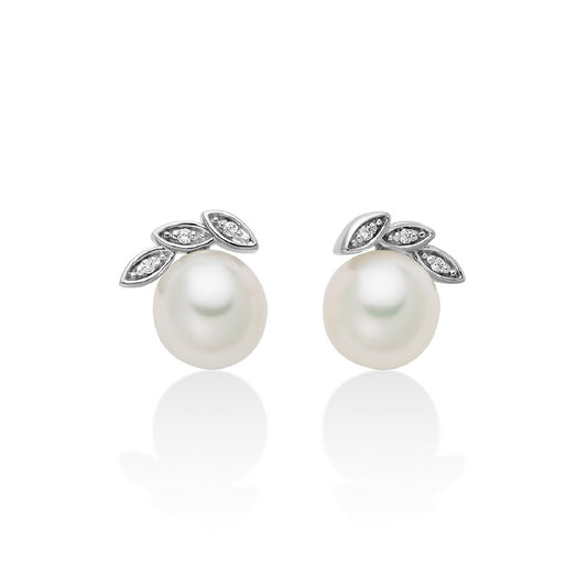 Orecchini donna Miluna Perle 375 oro bianco diamanti 0,0168ct e perle 7/7,5 PER2723X-1