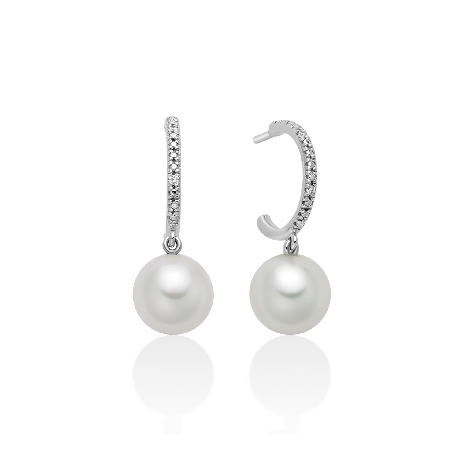Orecchini donna Miluna Perle 375 oro bianco diamanti 0,0112ct e perle 6,5/7 PER2726X-1