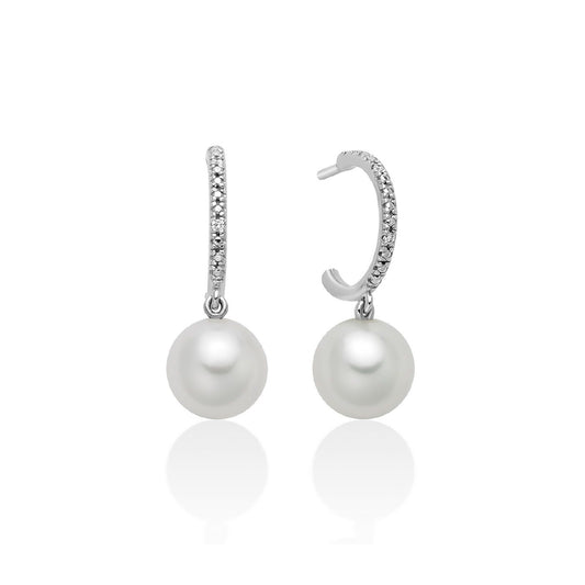 Orecchini donna Miluna Perle 375 oro bianco diamanti 0,0112ct e perle 6,5/7 PER2726X-1