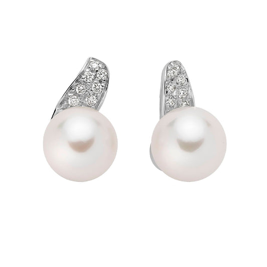 Orecchini donna Nimei oro bianco perle Akoya 7,5/8mm e diamanti di 0,086ct PER2748-1