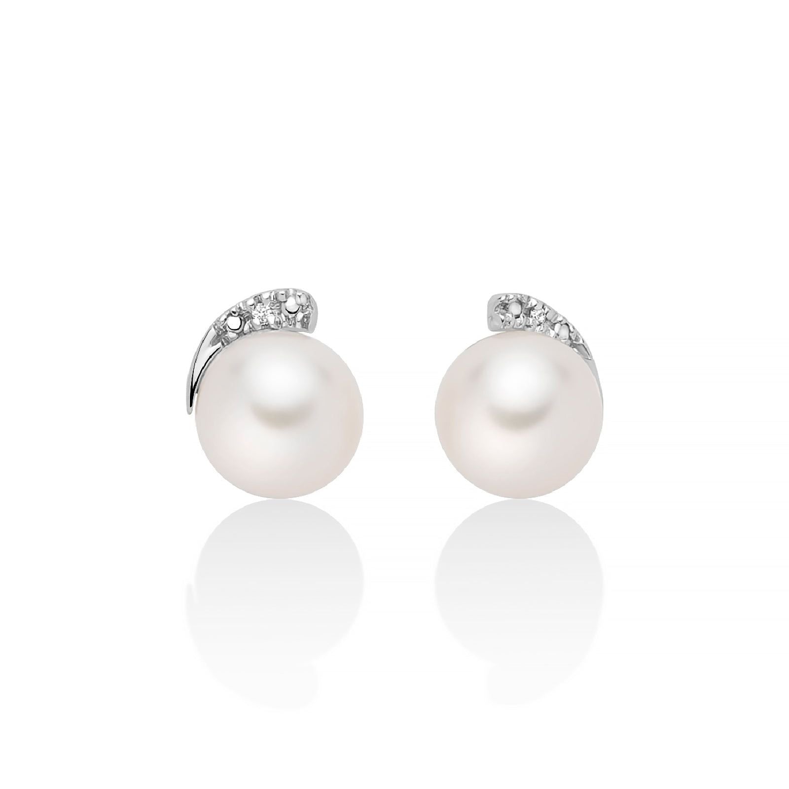 Orecchini donna Miluna di Perle oro bianco diamanti 0,006ct perle 7,5/8