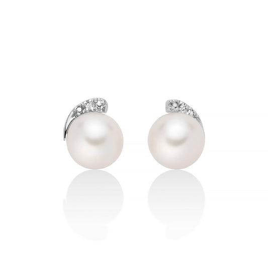 Orecchini donna Miluna di Perle oro bianco 2 diamanti 0,006ct perle 7,5/8 PER2752-1