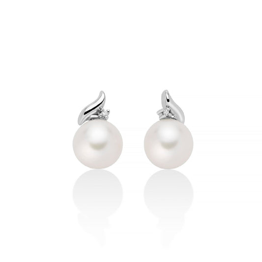 Orecchini donna Miluna di Perle oro bianco 2 diamanti 0,01ct perle 7,5/9 PER2754-1