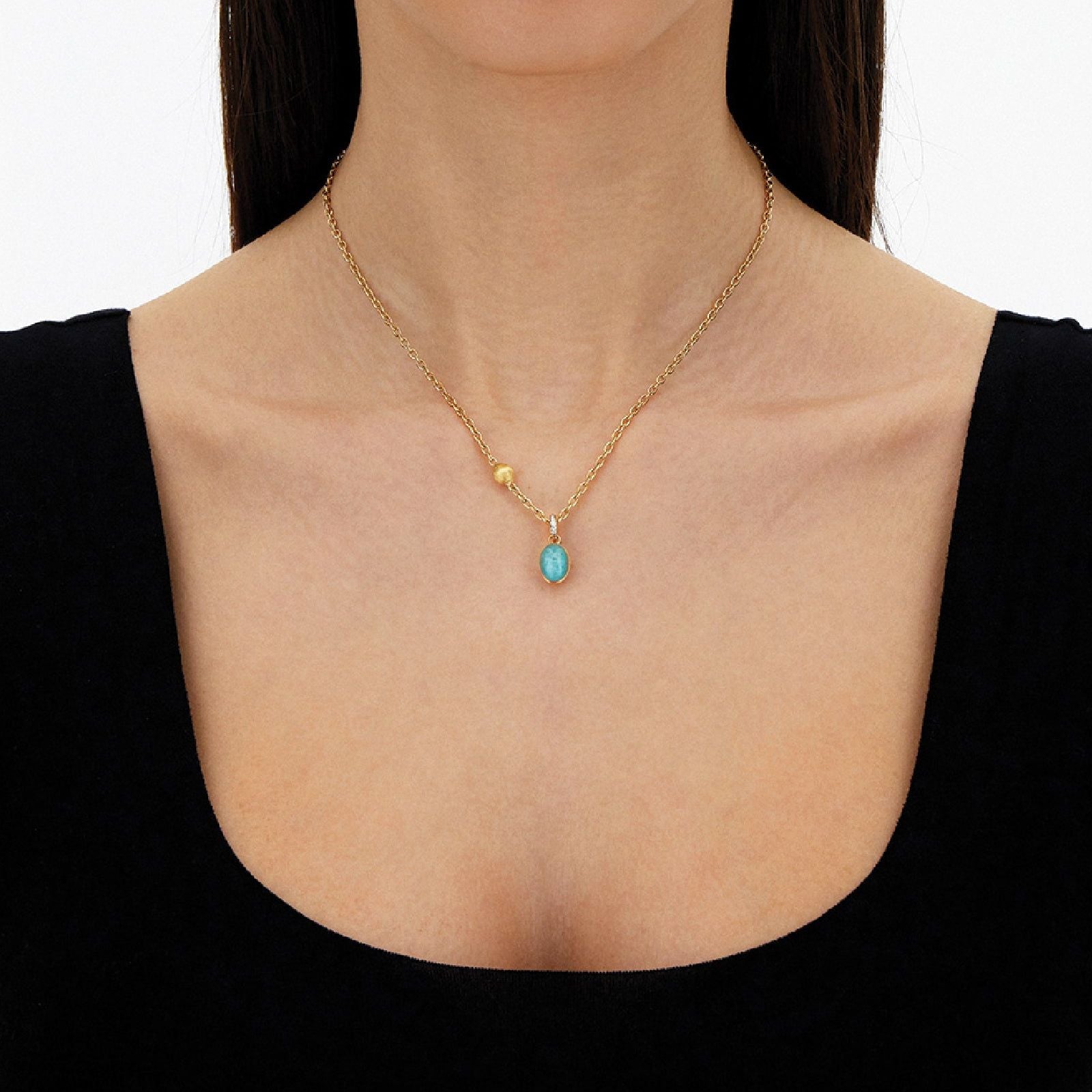 Charm donna Nanis Boules in oro diamanti 0,02ct cristallo amazzonite 1,75ct PS1-609-3