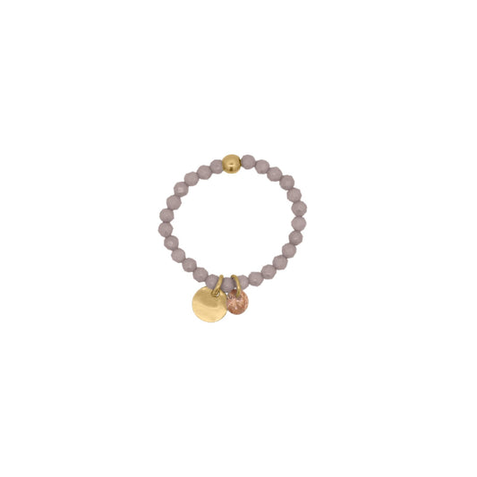 Anello elastico Rue Des Mille zirconi marroni e medaglietta elastico