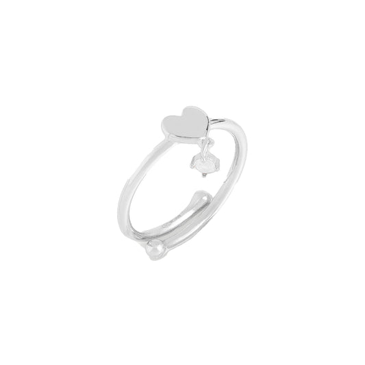 Anello da donna Rue Des Mille argento cuore e zircone bianco regolabili