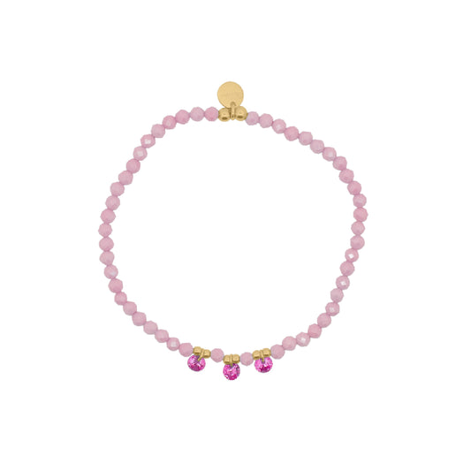 Bracciale elastico Rue Des Mille con sferette e zirconi rosa