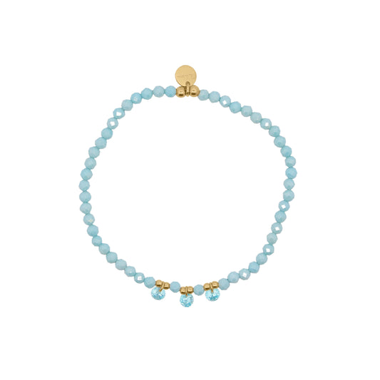 Bracciale elastico Rue Des Mille con sfere e zirconi turchesi