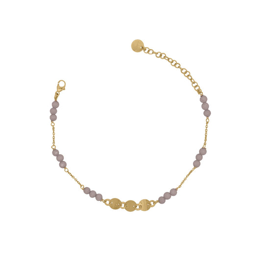 Bracciale donna Rue Des Mille argento dorato e sfere marroni Regolabile 15-18 cm