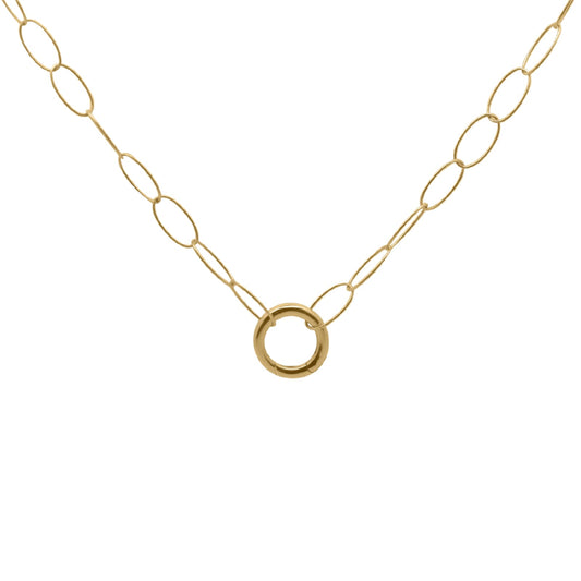 Collana lunga Rue Des Mille argento dorato con anello grande MISURA UNICA