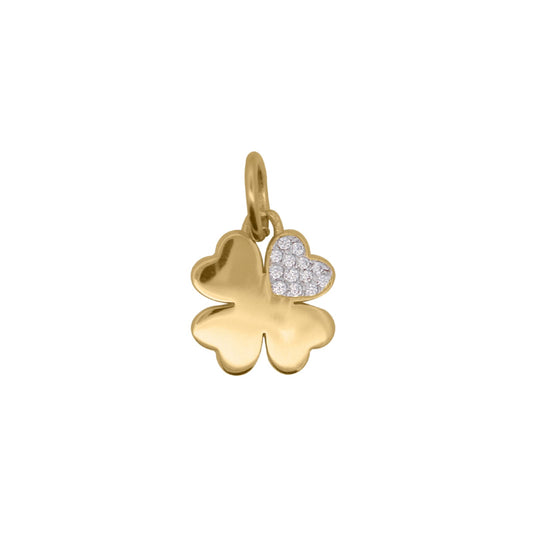 Charm Bar Rue Des Mille argento dorato quadrifoglio zirconi MISURA UNICA