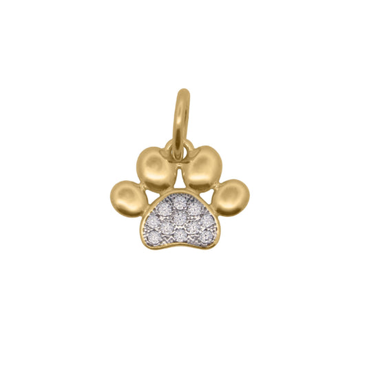 Charm Bar Rue Des Mille argento dorato a zampa con zirconi MISURA UNICA