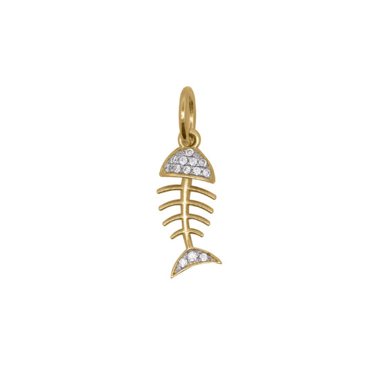 Charm Bar Rue Des Mille argento dorato a lisca con zirconi MISURA UNICA