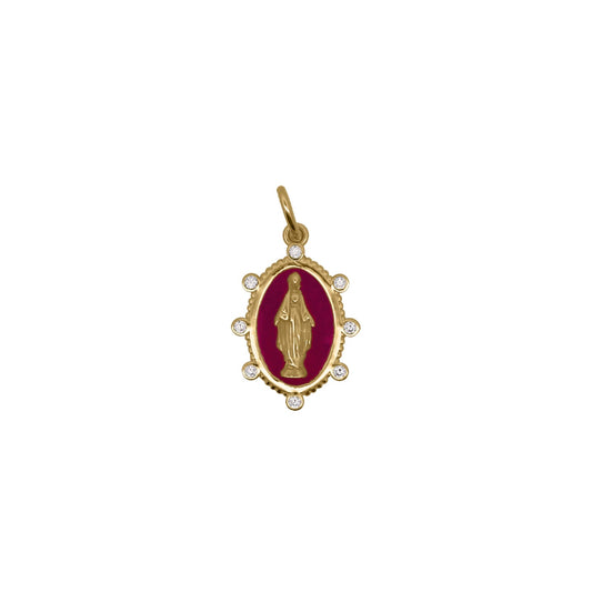 Charm Bar Rue Des Mille Madonnina argento smaltato burgundy MISURA UNICA