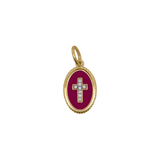 Charm Bar Rue Des Mille croce in argento smaltato burgundy MISURA UNICA